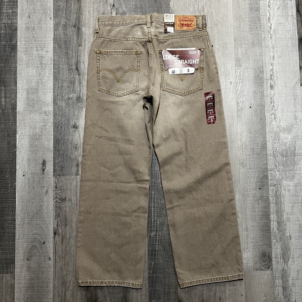 VTG Levis 569 Loose Straight Denim Jeans NWT Faded Sandstone Beige Baggy Mens 33